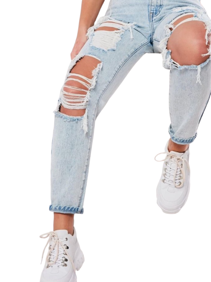 Ripped Straight Leg Jeans